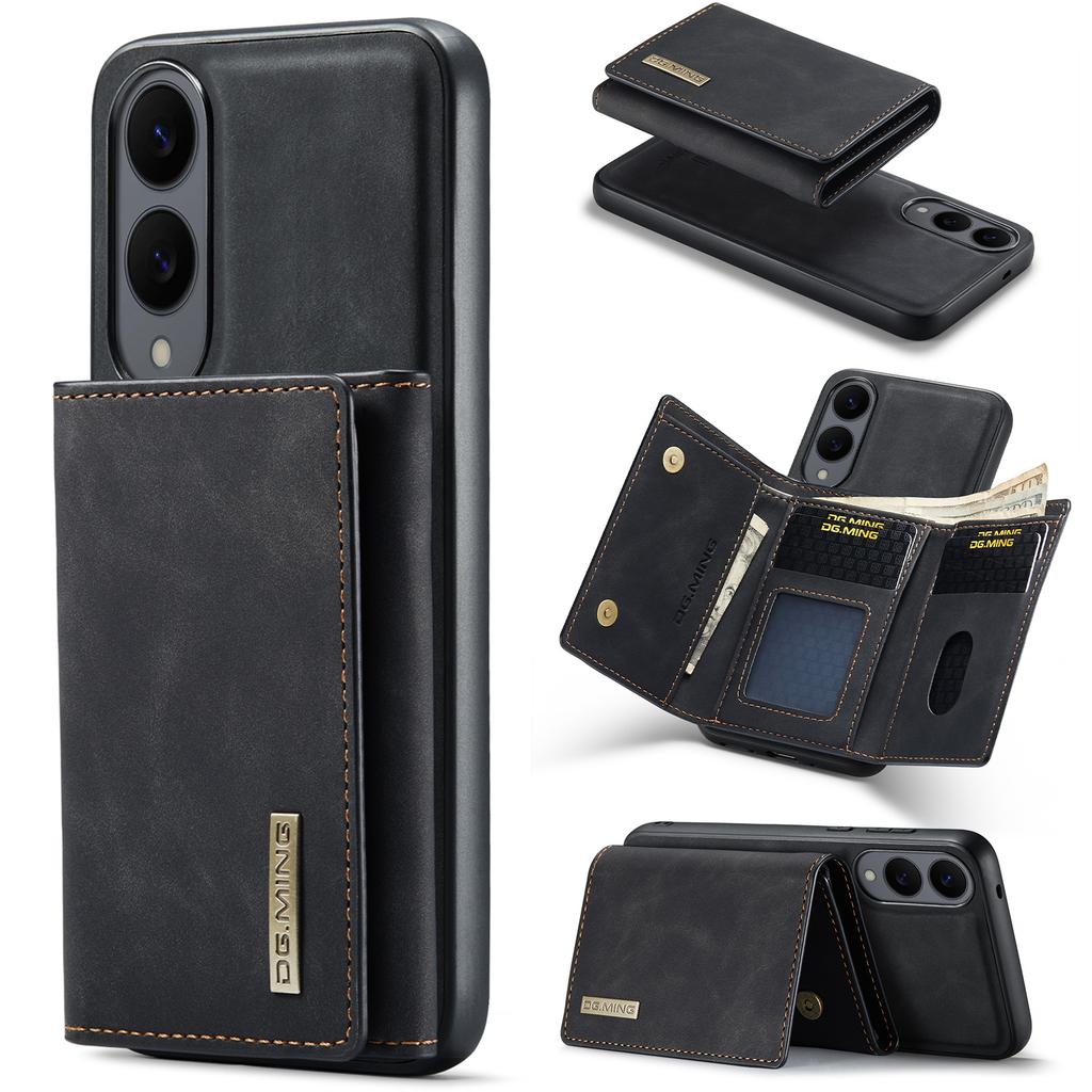 DG.MING M1 Series for Samsung Galaxy S25 Edge Case Kickstand PU Phone Cover with Detachable Wallet