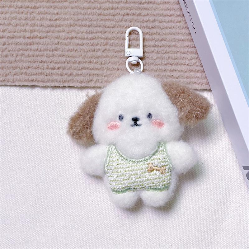 Брелок-подвеска в виде плюшевого мультяшного щенка с пищащим звуком, костью, креативной брошью и аксессуарами для волос