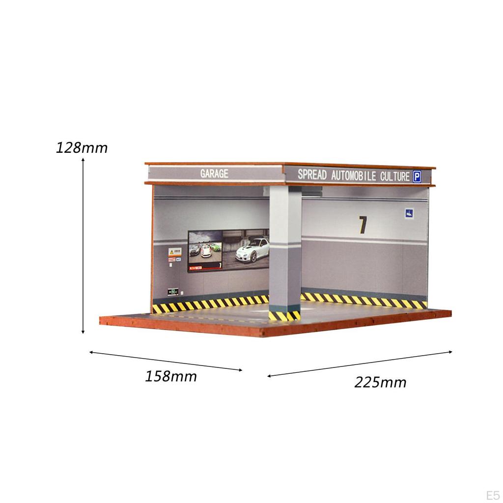 1/32 Diorama Car Parking Display Cabinet And LED Lighting Organizer, Simulation Die-Cast Garage,