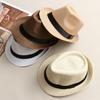 Fashion Wide Brim Gangster Cap Cowboy Fedora Hat Straw Panama Cap Jazz Dress Hat Sun Hat
