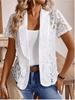 Летняя женская сексуальная элегантная кружевная рубашка с коротким рукавом, однотонная женская одежда