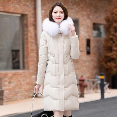 Женская зимняя куртка больших размеров, облегающая, длиной до колена, свободная, водонепроницаемая, утолщенная, с капюшоном, на молнии, простая повседневная парка с меховым воротником, верхняя одежда