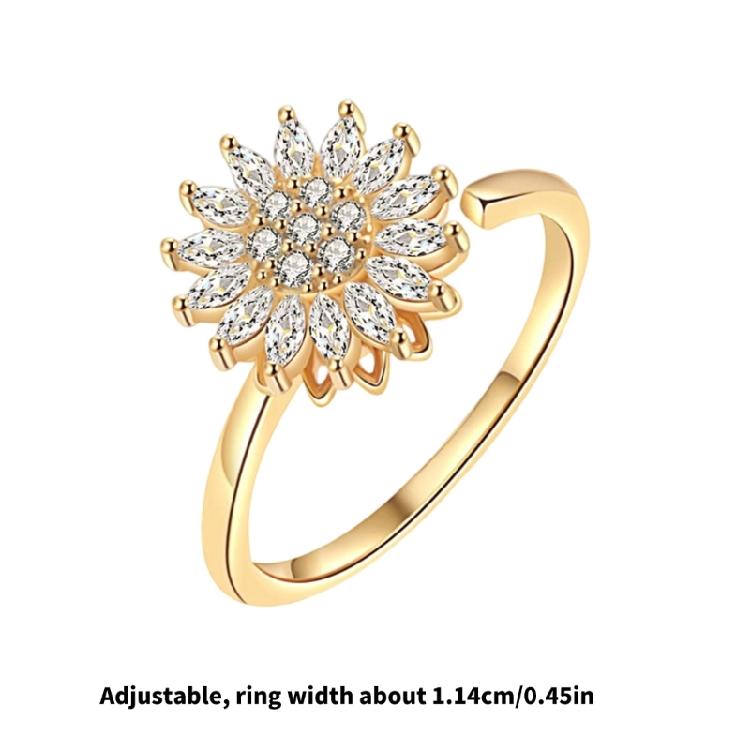 Регулируемый женский вращающийся ювелирный аксессуар Золотой дизайн Снятие стресса Цирконий