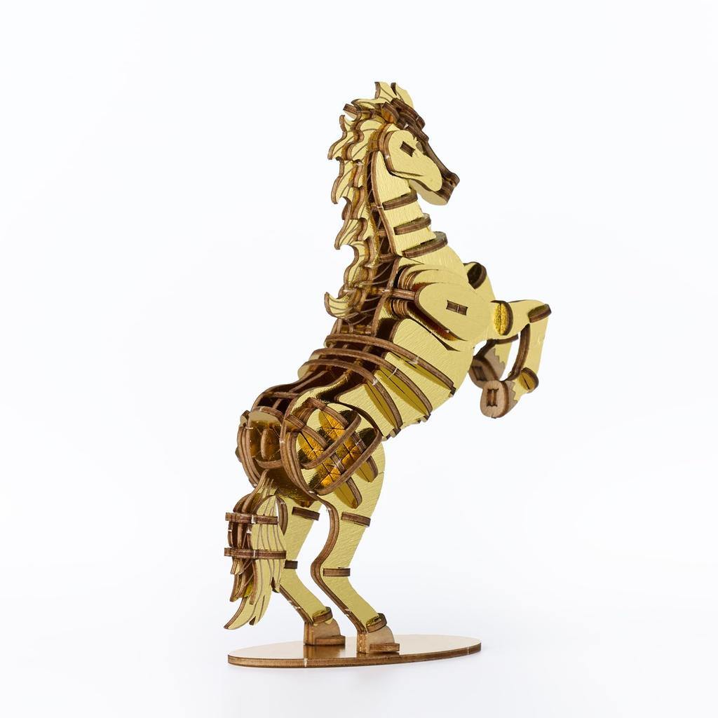 Ki-gu-mi Horse - A 3D Wooden Puzzle and DIY Craft Kit for Kids and Adults Alike - Educational Toy for Boys and Girls - a Great 3D Art Piece and a