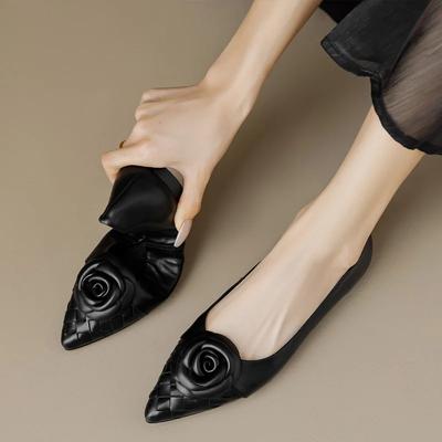 Мода 2025 Осень Обувь с цветком камелии Женская Женская Обувь слипоны На плоской подошве Повседневная Офисная Обувь Женская Свадебная Обувь Лоферы Zapatillas Mujer