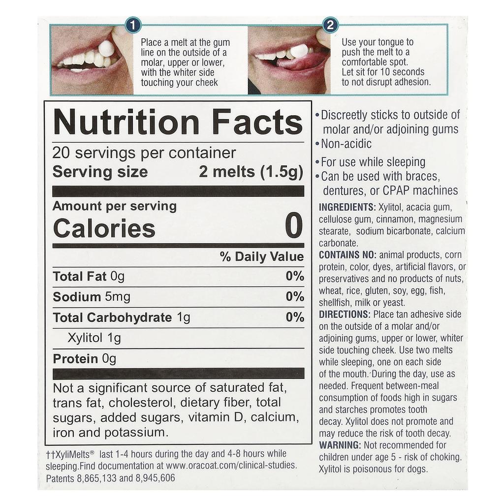 OraCoat XyliMelts® Dry Mouth, со вкусом корицы, 40 таблеток