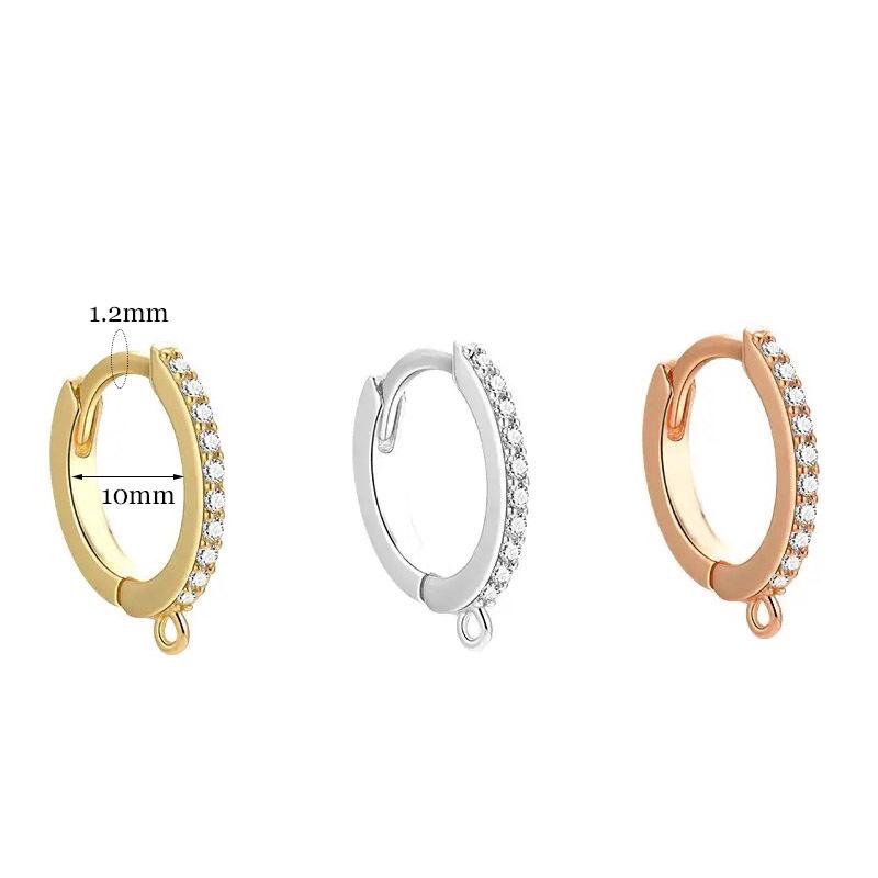 Zircon Circle Earrings: Hoop, Stud, Clip, and Hook Jewelry Making Accessories