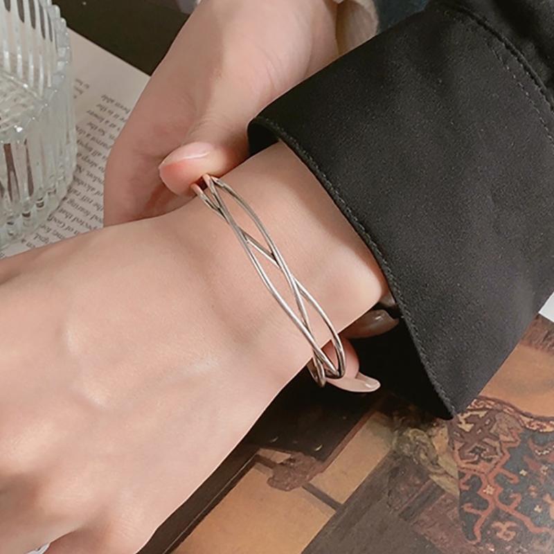 foxanry Браслет со скрещенными линиями для женщин, пар, минималистичный модный индивидуальный юбилейный ювелирный аксессуар, подарки