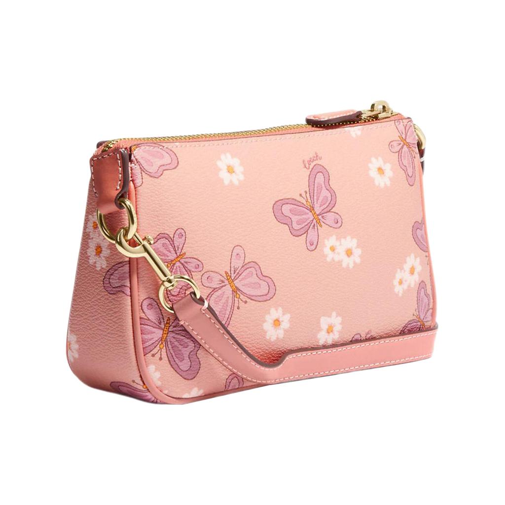 New COACH Nolita Canvas With Leather Pochette Clutch Trumpets Women's Pink CH605-IMTIV