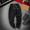 Men Ninth Pants Ankle-banded Straight Thin Side Pockets Drawstring Plus Size Elastic Waist Solid Color Gym Traning Jogging Sweat