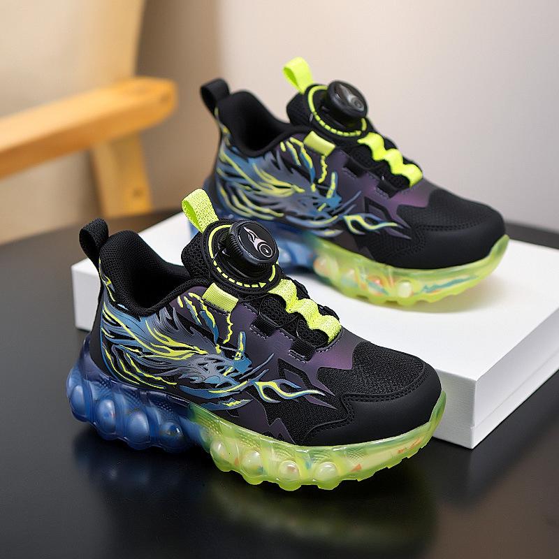 Дышащие спортивные кроссовки для мальчиков Осень 2025 с вращающейся пряжкой для бега