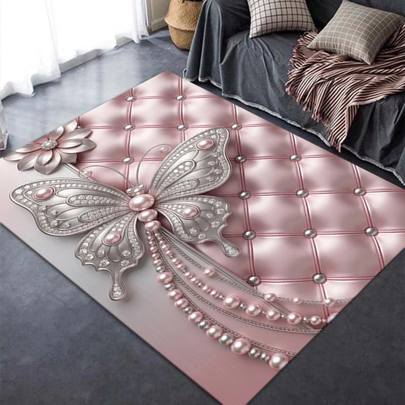 2025 New Gorgeous bow and butterfly Carpet Rug for Living Room Bedroom Home Sofa Decoration,Kids play Non-slip Floor Mat