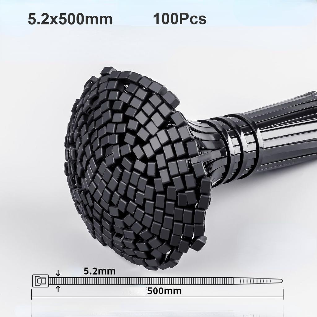 100Pcs Heavy Duty Self-locking Plastic Nylon Tie Wrap, Strong and Reliable Cable Ties