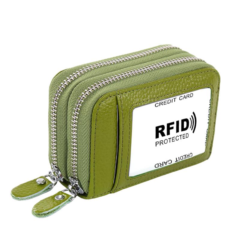 RFID-блокировка модный женский держатель для карт из натуральной кожи с двойной молнией большой емкости женский кошелек-кошелек