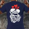 Loving Skeletons With Flaming Hearts Print T-Shirt Breathable Cool, Comfortable Wear,Daily Casua