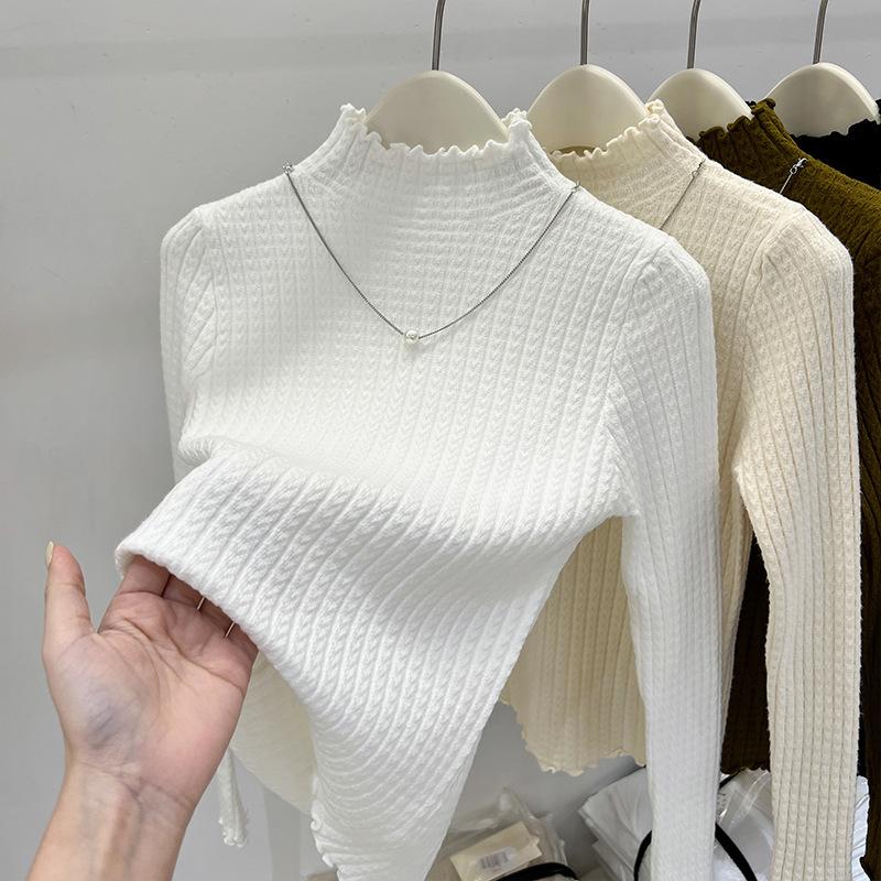 Женская базовая водолазка с грибным краем, шикарный топ со средней горловиной для осени и зимы, свитер для женщин