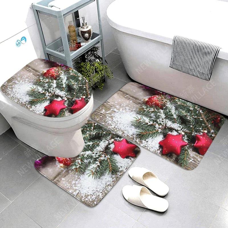 Домашние коврики для ванной комнаты рождественские украшения коврик для ног в ванную современные аксессуары для ванной ковер коврик для туалета противоскользящий ковер для ванны