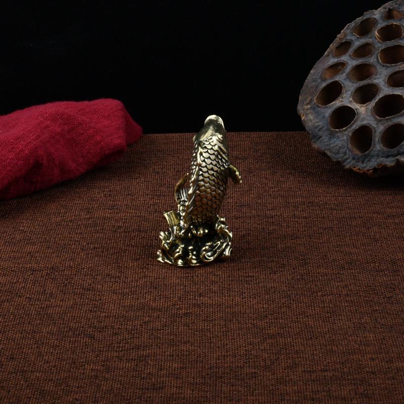 Латунная фигурка рыбки кои для дома, гостиной, офиса, чайного столика, чайный питомец, декор, ремесленное украшение