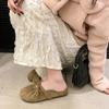 JMXD-bow Bag Head Half Slippers Женская верхняя одежда, весенне-летние замшевые тапочки в стиле феи на плоской подошве в стиле ретро