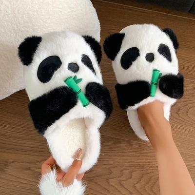 Мода 2024 года, новые милые женские плюшевые тапочки с героями мультфильмов, удобные и теплые домашние тапочки, повседневная модная зимняя женская хлопковая обувь