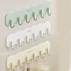 Convenien Wall Mounted Six Rows Hooks Heavy Duty Nail-free Towels Robe Hook Hanging Waterproof Wall Hook Rack Key Cloth Coat