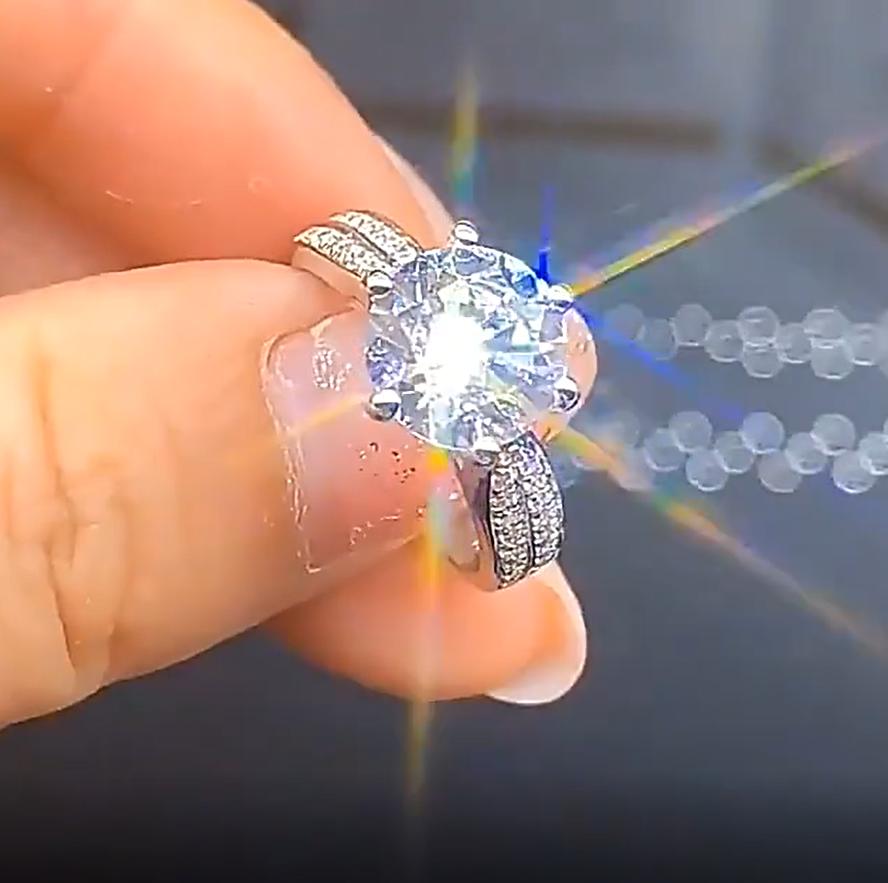 Кольцо женское, серебро 925 пробы, муассанит, 8 мм, два карата, муассанит, бездонная инкрустация, обручальное кольцо для подруги, закрытое кольцо