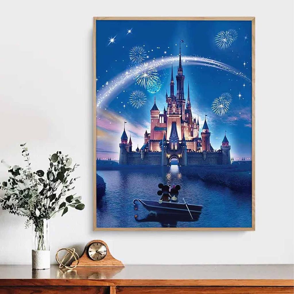 DIY Diamond Painting Fireworks Above The Castle Cross Stitch Kit Mosaic Art Diamond Painting Full Circle Diamond Home Decoration