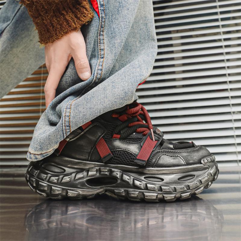 Colored and old Hong Kong style niche light luxury low-top thick-soled cushioning sports shoes non-slip and wear-resistant dad shoes