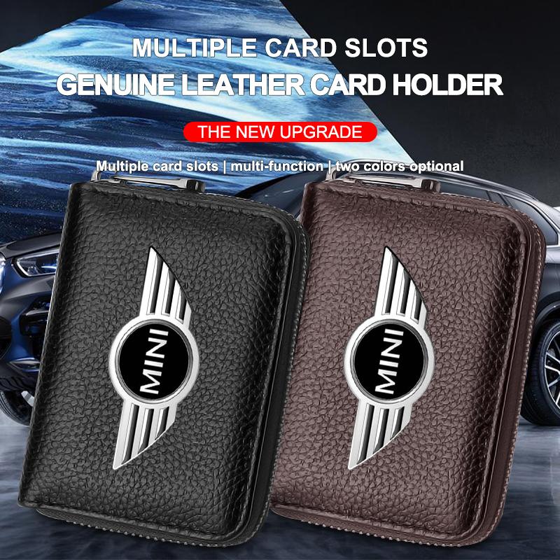 Leather Car Driver's License ID Card Bank Card Wallet Car Styling For BMW Mini Cooper F54 F55 F56 R56 R60 SONE Roadster Clubman Coupe