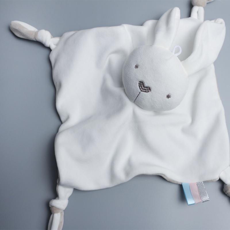 Cartoon Rabbit Elephants Unicorns Plush Toy Soft Stuffed Baby Toy Infant Animal White Bunny Soothe Appease Towel Comforting Blankie Toy with Rattle