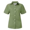 Women's Fashion Casual Short Sleeve Solid Color Buttons Lapel Shirt Top Blouse