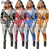 Danmo 2 Piece Set Women Fitness Sweatsuit Zipper Up Sweatshirt + Jogger Pants Set Tracksuit Vintage Outfits Plus Size