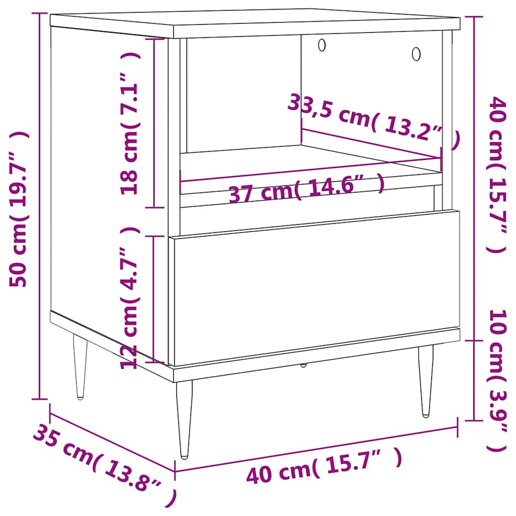 Nightstands 2 pcs. Concrete Grey 40 x 35 x 50 cm Particleboard