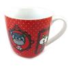 [N5666] - Porcelain Mug 'Dog and Cat Lolita' Red