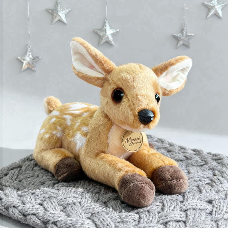 Simulation Lying Posture Deer Plush Doll Lovely Fluffy Tawn Cartoon Stuffed Animal Toy Gifts For Girl