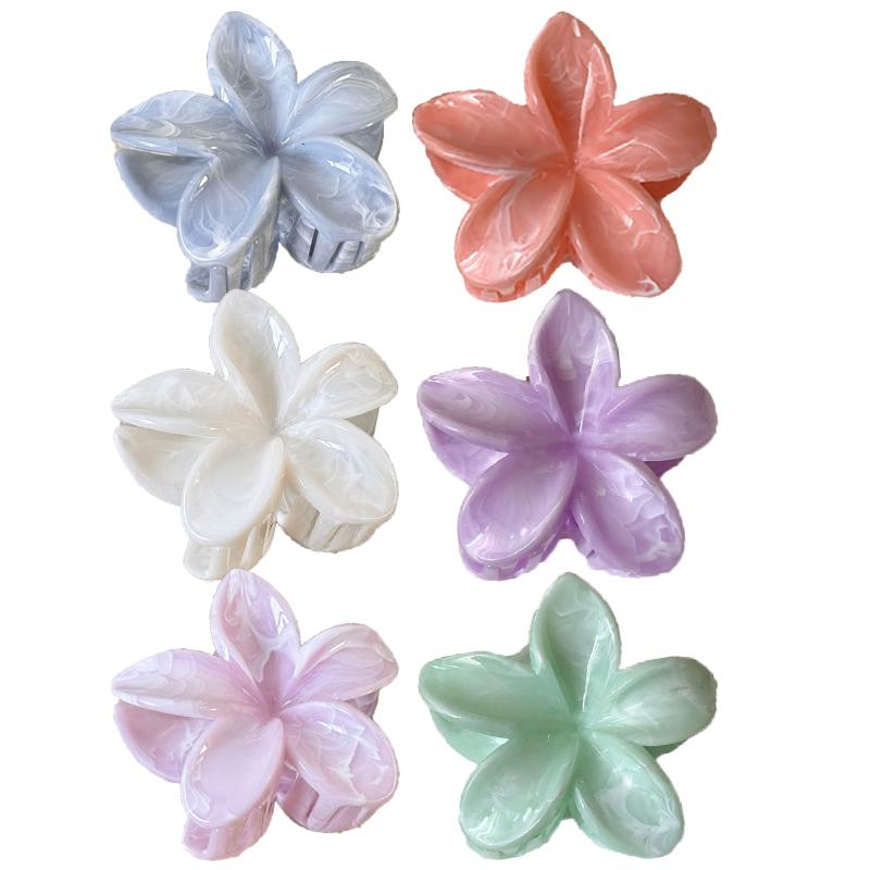 Gradient Frangipani Hair Clip Female Versatile Sweet Resort Fairy Shark Clip Vintage Hair Accessories