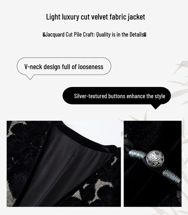 Пальто из бархата из тутового шелка на осень/зиму - Простое, с принтом, свободного кроя, приталенное, женская верхняя одежда 1297