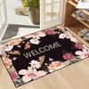 Floral Butterflies Welcome Doormats Entrance Non Slip Floor Mats Carpet Home Decor Indoor Outdoor Use Crystal Velvet