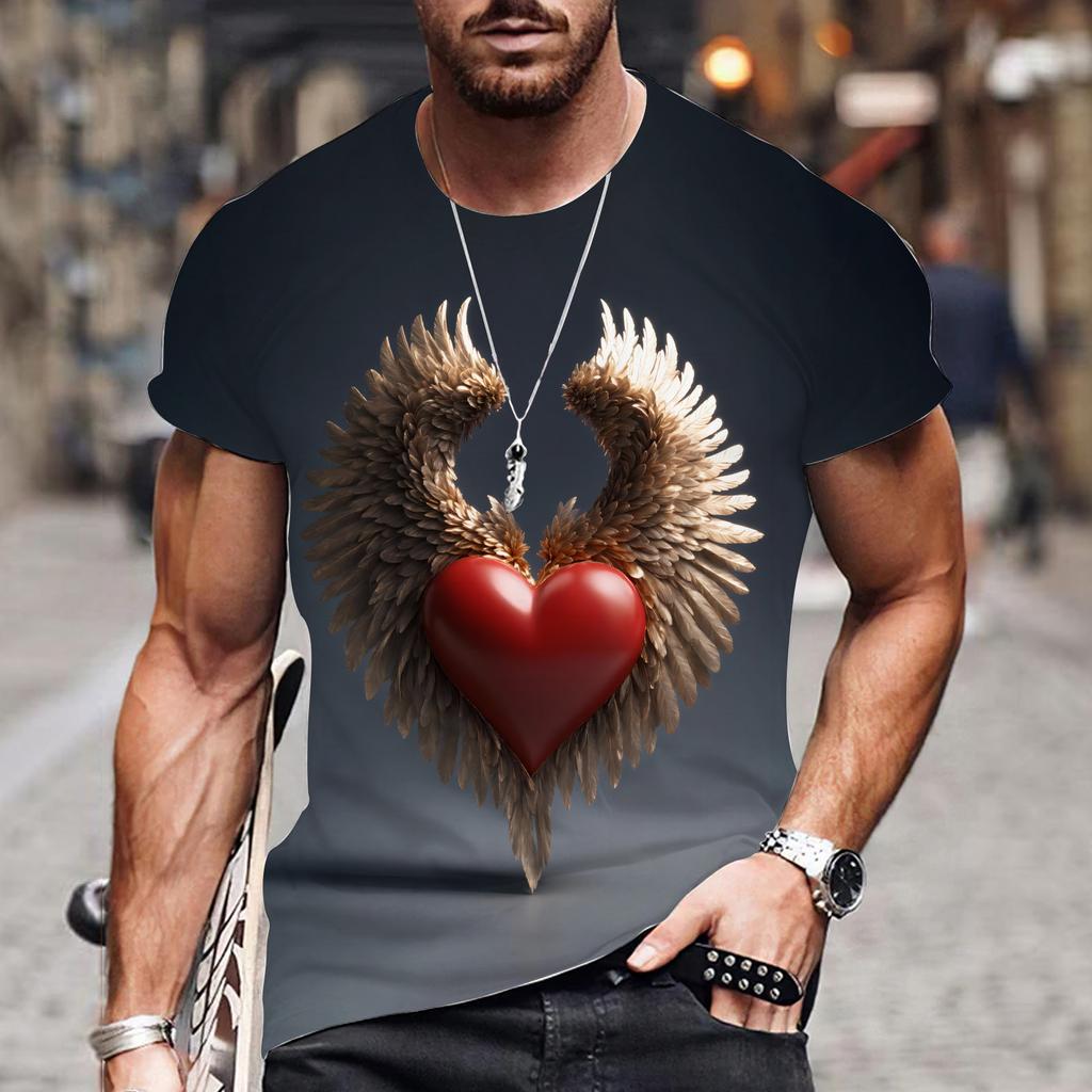 Футболки Lovers Hearr мужские летние футболки мужские уличные футболки с 3D-принтом модные топы с коротким рукавом и круглым вырезом