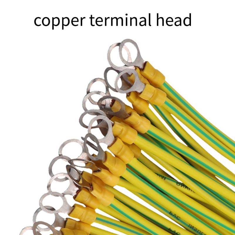Медная перемычка желто-зеленого цвета, двухцветный заземляющий провод, заземляющий провод для солнечных фотоэлектрических систем с отверстием 9 мм