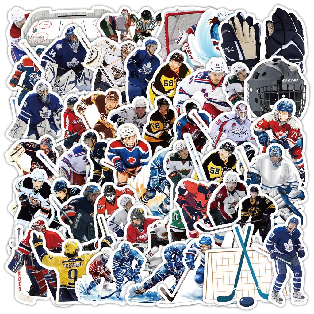50 Pieces of Hockey Sports Graffiti Stickers, Creative DIY Hockey Stickers, Water Cup, Computer Waterproof Decorative Stickers