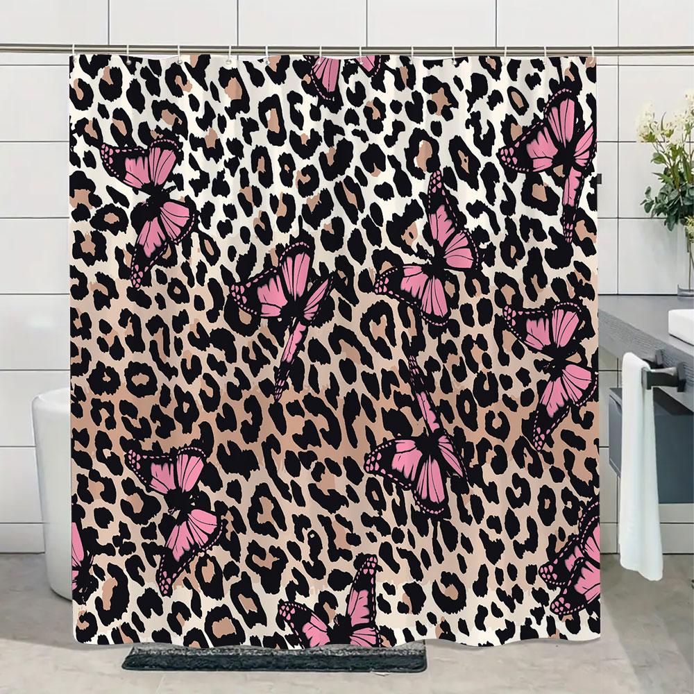 Шторка для душа «Дикая природа джунглей» с тигром, растениями, тропическими пальмовыми листьями, полиэстер, для ванной комнаты, с крючками, S