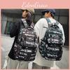 Graffiti Letter Trendy Style Neutral Large Capacity Student Backpack For Teens