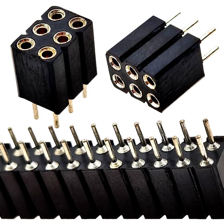 5pc 2.54mm Round Hole Male Tin Gold Female Pin Header 1/2x40P Single/Dual Row Breakable PCB IC Crystal Relay Transistor Socket