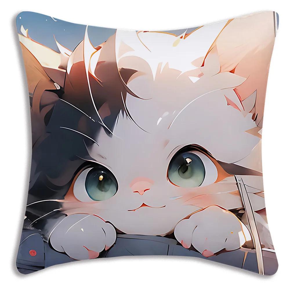 Кавайная Мультяшная Милая Кошка Игровая Наволочка Мультяшная Декоративная Для Дивана Домашняя Печать Милая Наволочка