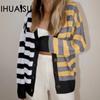 Autumn and Winter Striped Fashion Loose Women's Foreign Trade Knitwear Single-breasted Cardigan Jumper