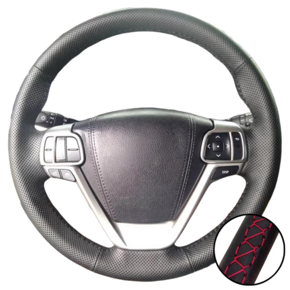Hand Stitched Black Perforated Artificial Leather 2014- Sienna 2015- Steering Wheel Cover For Toyota Highlander
