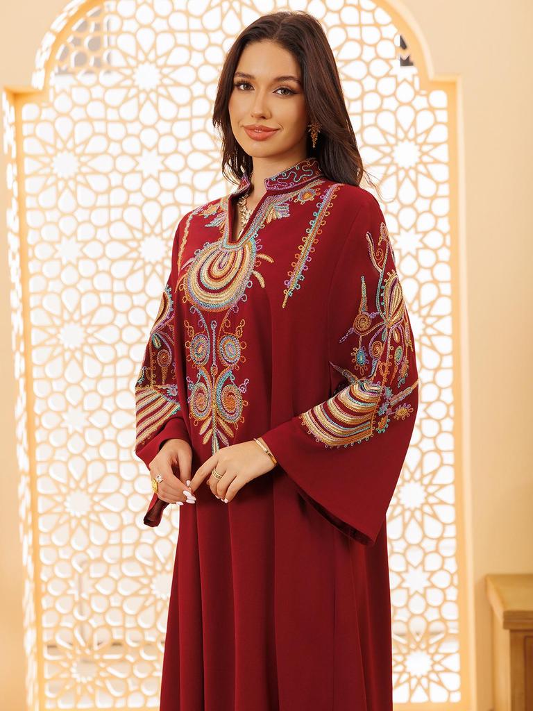 AB430 Women's Embroidered Cord Pullover Dress Robe