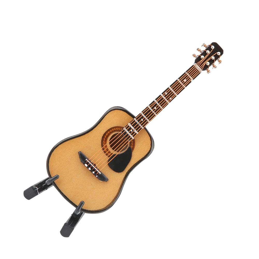 3PCS With Stand Miniature Guitar Model Mini Guitar Craft Model Guitar Ornament Dollhouse Accessory