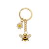 Mini Garden Key Chains Cartoon Metal Enamel Pendant Creative Bee Flower Key Ring  Jewelry Gifts